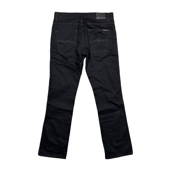 Nudie Slim Jim Organic Dry Black Cotton Slim Fit Bootcut Jeans Mens 34 - Picture 2 of 11